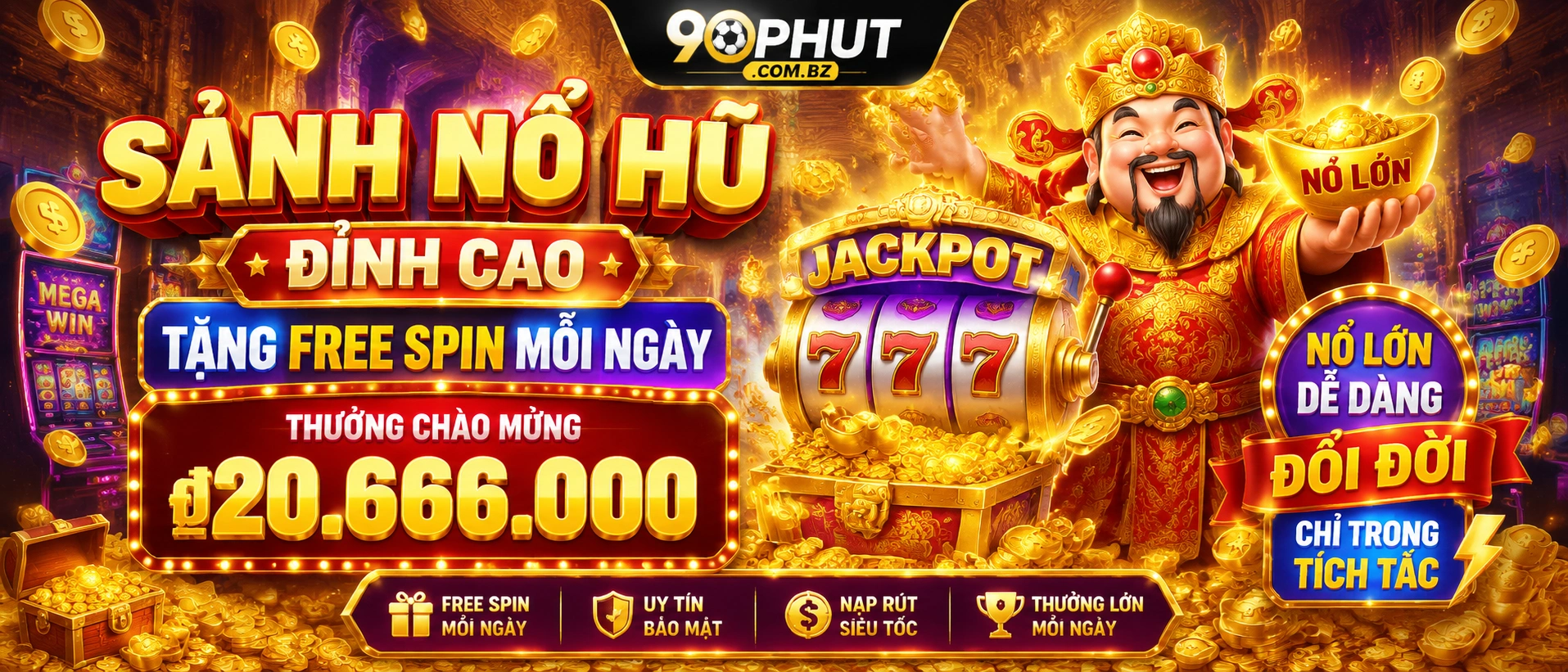 Khu vực Nổ Hũ trên 90phut.com.bz với giao diện danh mục rõ ràng